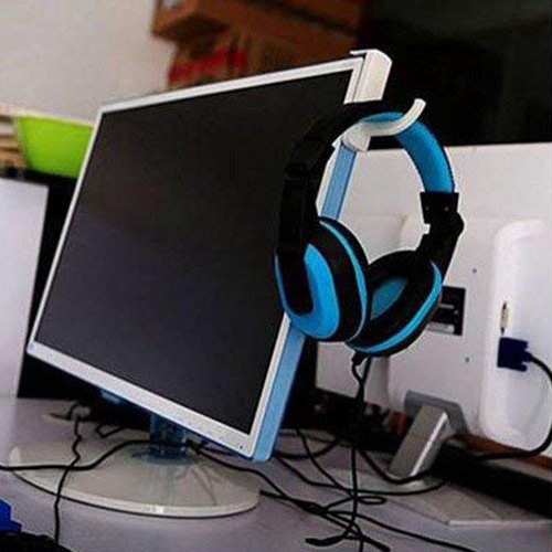 Βάση Ακουστικών για το Monitor με Αυτοκόλλητο - Hook Holder Λευκό